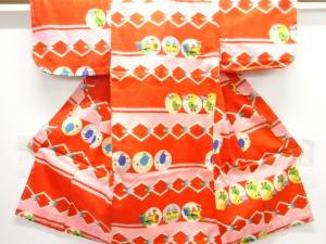 アンティーク　変わり横段に玩具模様着物